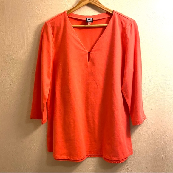🧡 3/4 Sleeve Top Tee Stretch Anne Klein Sport - Picture 1 of 7